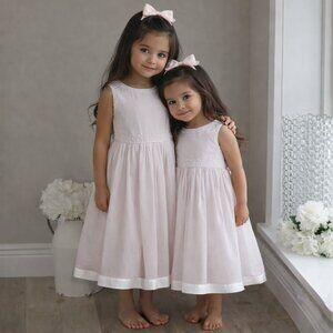 Strasburg Dress Pink with Satin Sash Hand Embroidery Special Occasion LIKE NEW